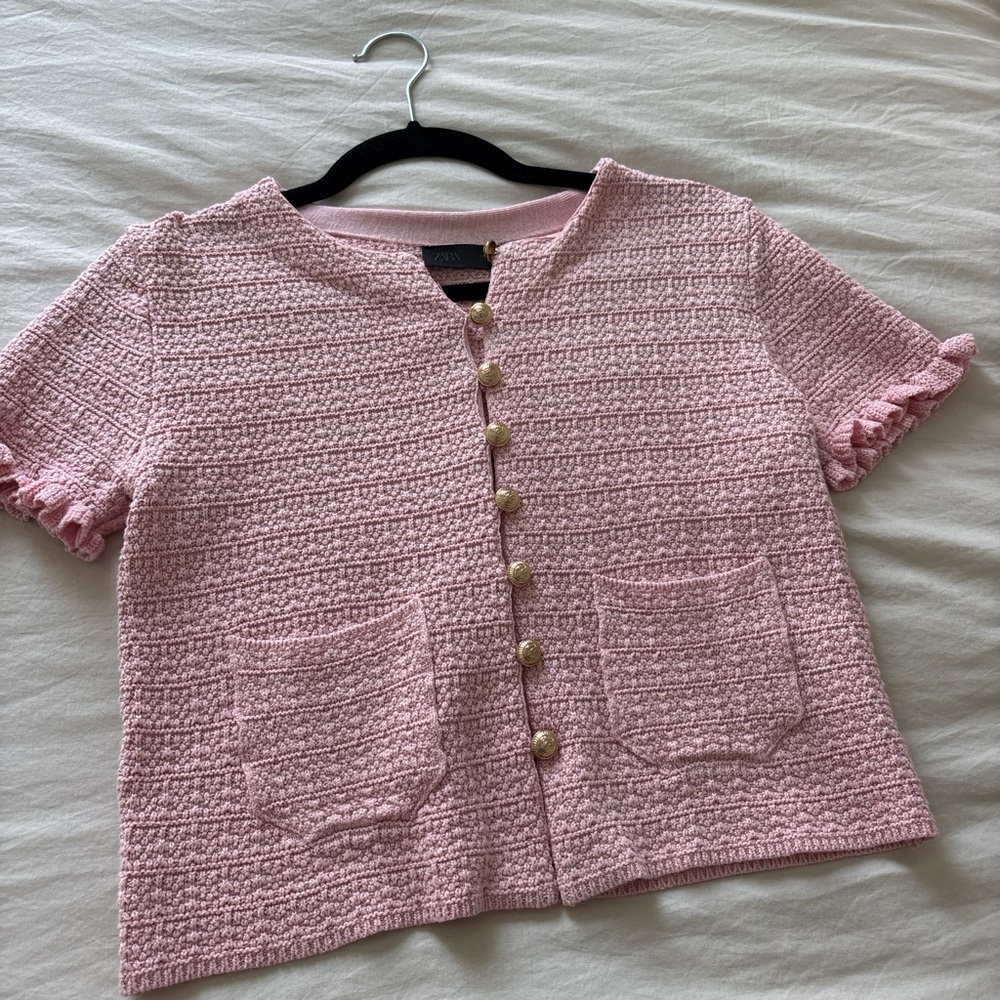 Zara Blush Textured Knit Top
